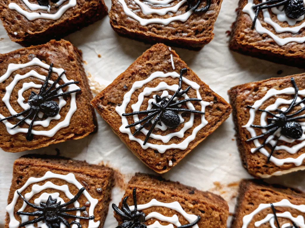 image of Halloween Spiderweb Brownies